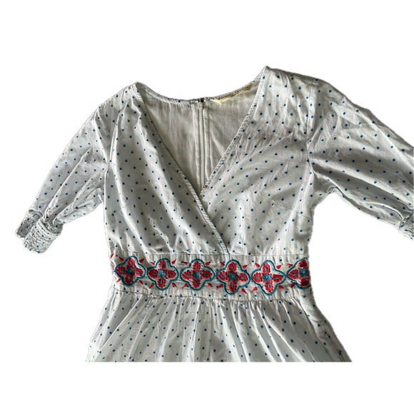 Wayward Fancies Embroidered Maxi Dress Polka Dot Long Sleeve White S/4 - Picture 4 of 10
